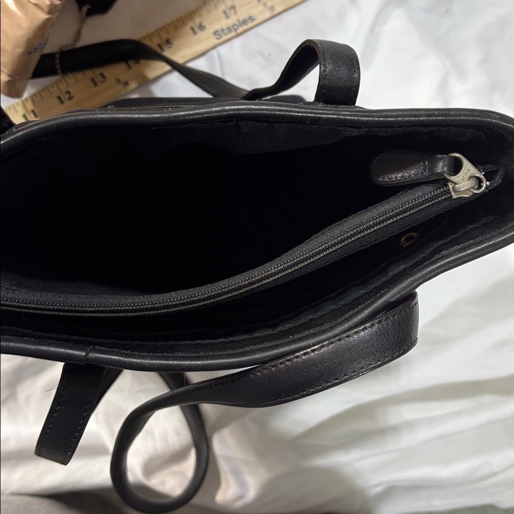 Coach New York Neoprene Tote Bag Black Leather Trim Center Zip Purse - Picture 6 of 11